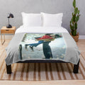 Flashdance-inspired plush blanket with a watercolor design