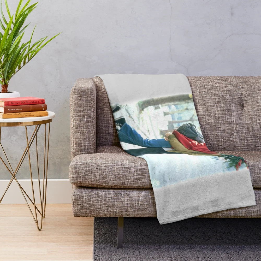 Flashdance-inspired plush blanket with a watercolor design