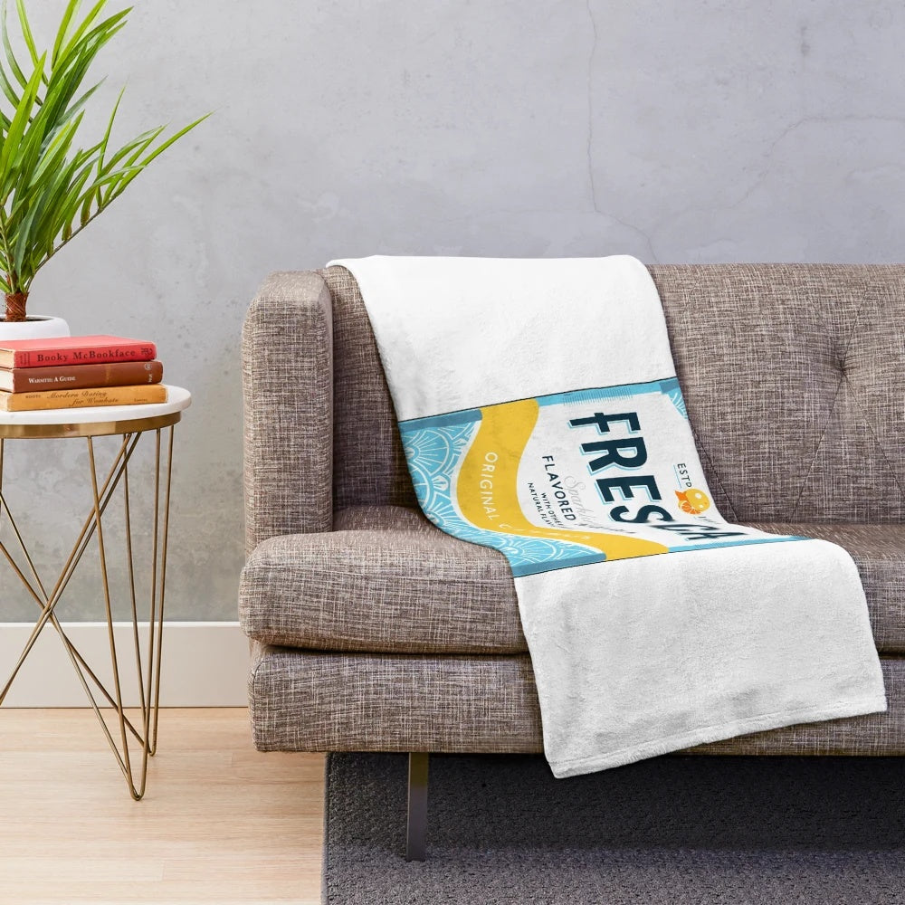 Cozy Fresca-themed plush blanket for a nostalgic touch