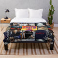 Plush blanket featuring retro album cover design for music lovers