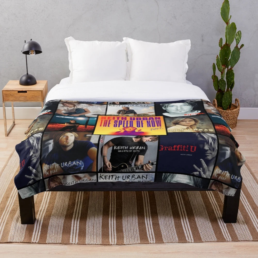 Plush blanket featuring retro album cover design for music lovers