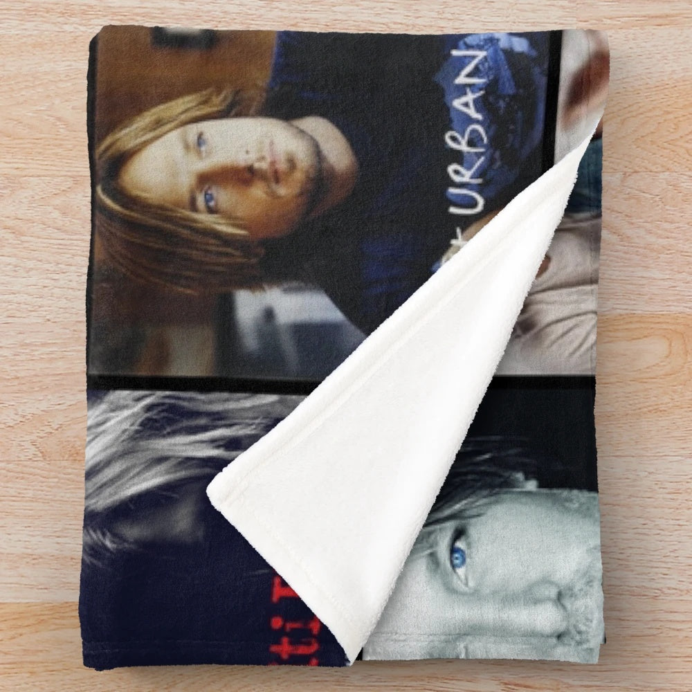 Plush blanket featuring retro album cover design for music lovers
