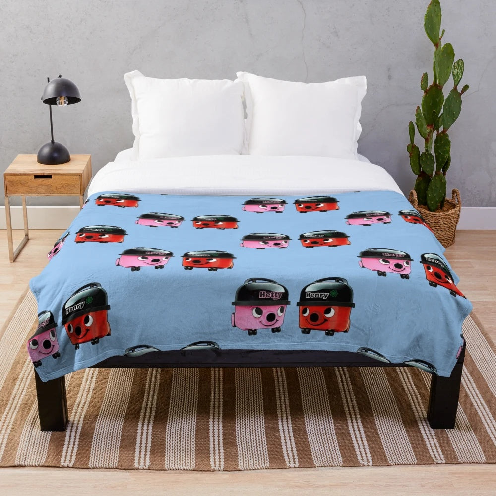 Cozy Henry Hoover-themed plush blanket for nostalgic cleaning enthusiasts