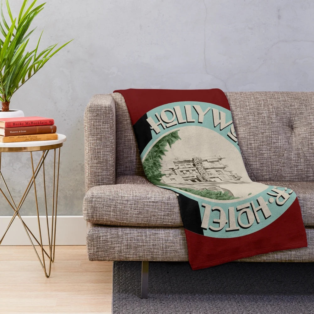 Retro-inspired Hollywood Tower plush blanket with vintage Disney theme