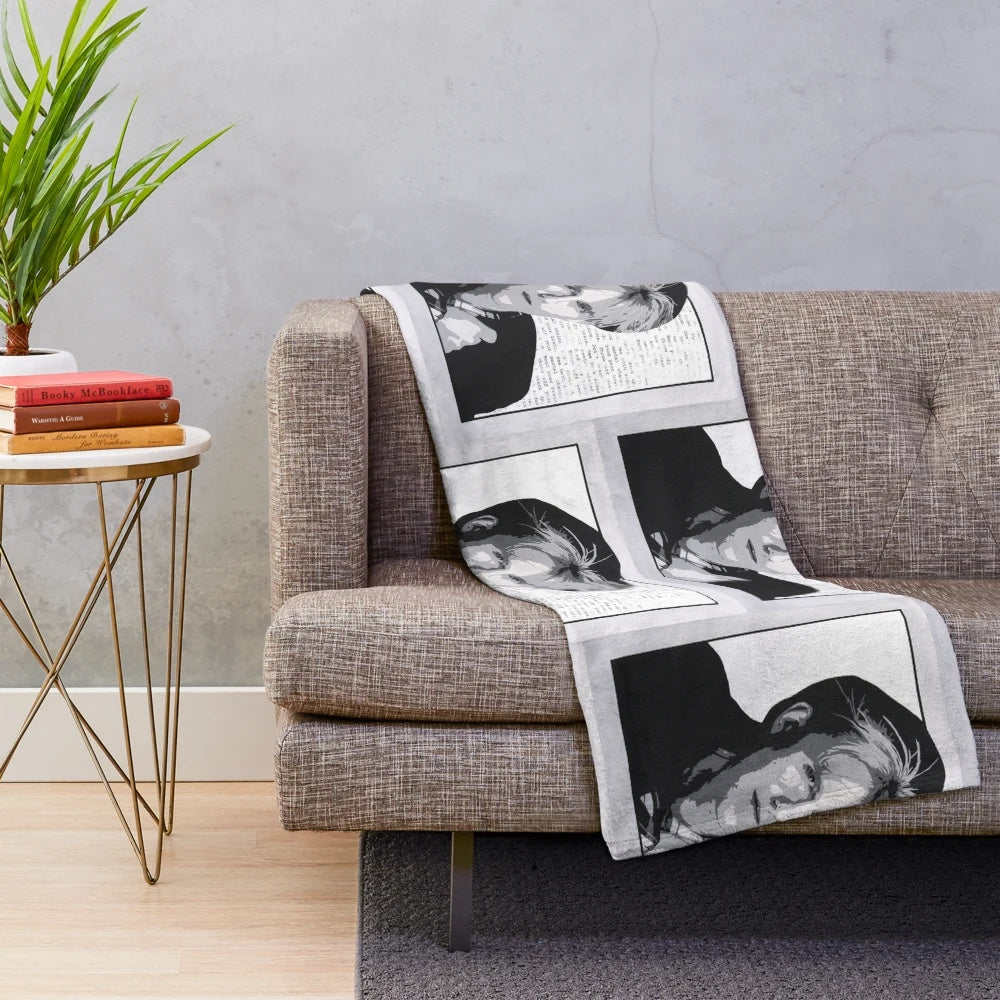 Retro-inspired plush blanket featuring the iconic musical artist Howard Jones