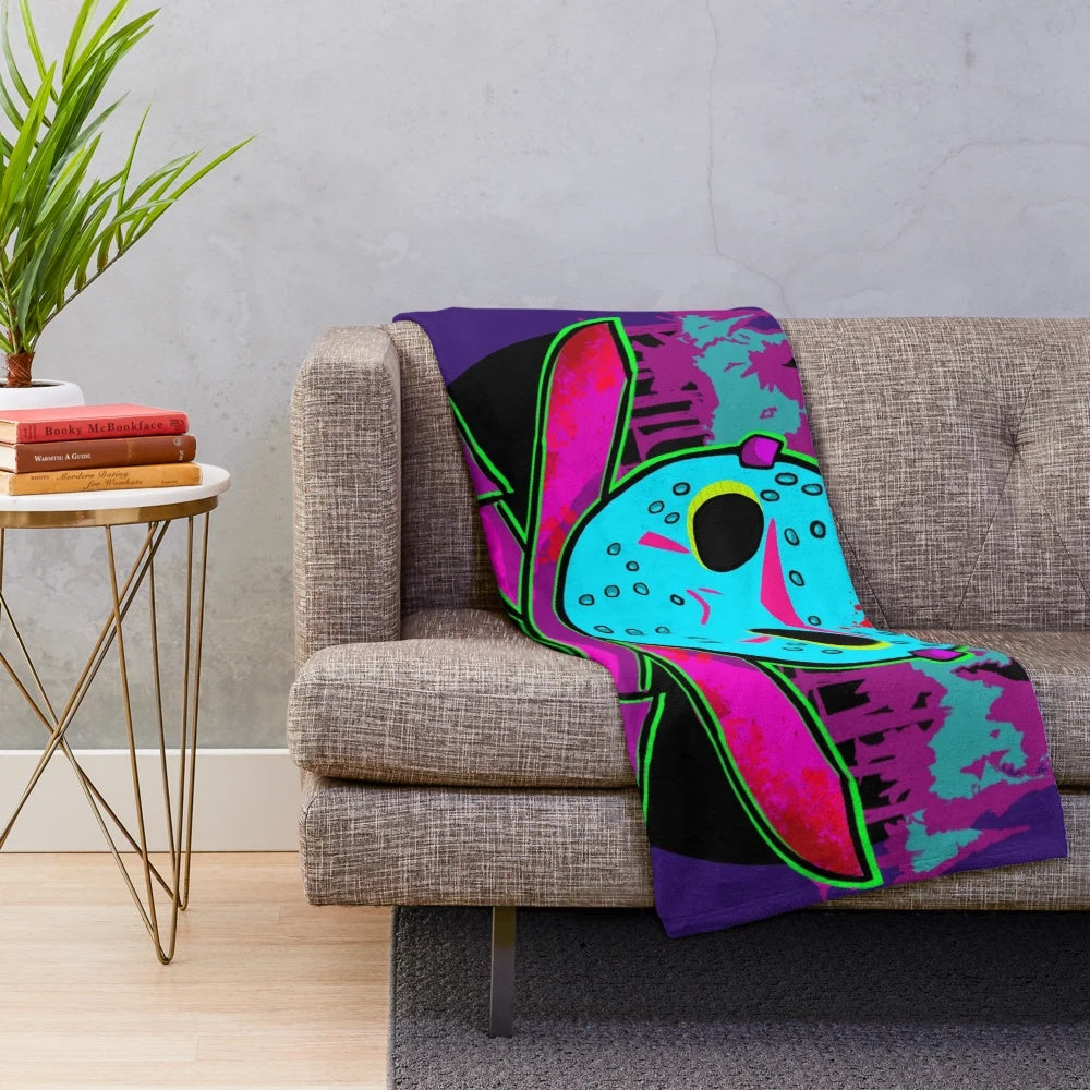 Retro-inspired Jason Voorhees plush blanket