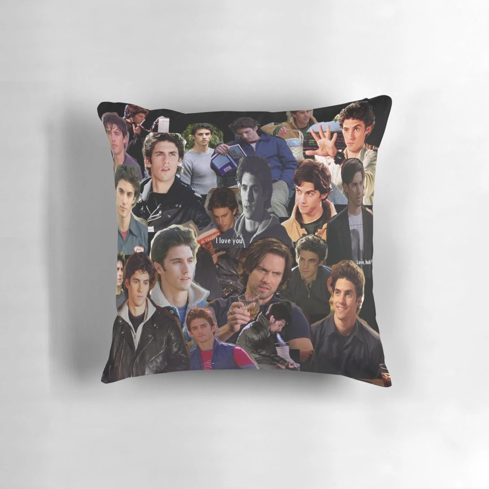 Jess Mariano themed collage pillow, featuring Rory Gilmore and other Gilmore Girls characters