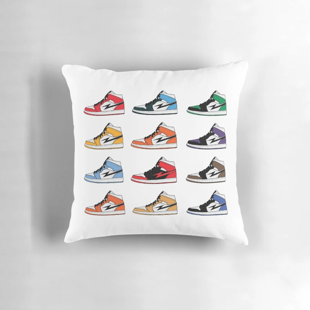 Retro-inspired Jordan-style sneaker-themed pillow
