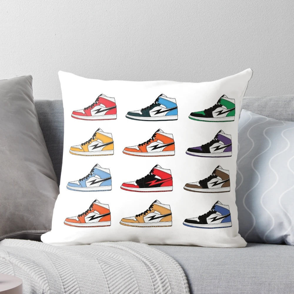 Retro-inspired Jordan-style sneaker-themed pillow