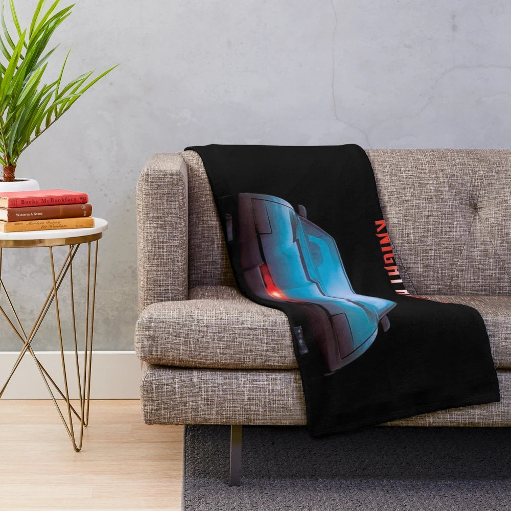 Retro-Inspired Knight Rider Plush Blanket featuring David Hasselhoff