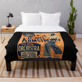 Vintage-style plush blanket featuring jazz icon Louis Armstrong playing the trumpet