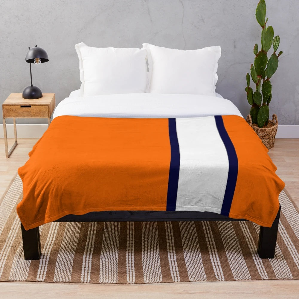 Soft, plush blanket featuring the retro colors and design of the Luton Town football club