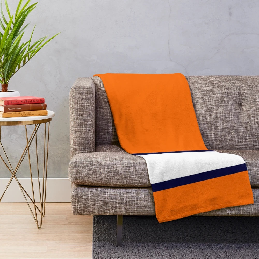 Soft, plush blanket featuring the retro colors and design of the Luton Town football club