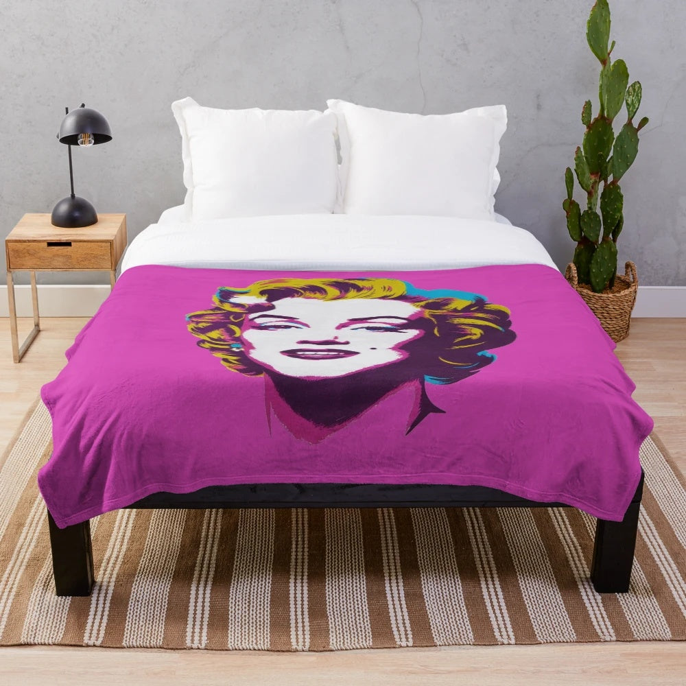 Retro-inspired portrait of Marilyn Monroe on a plush blanket