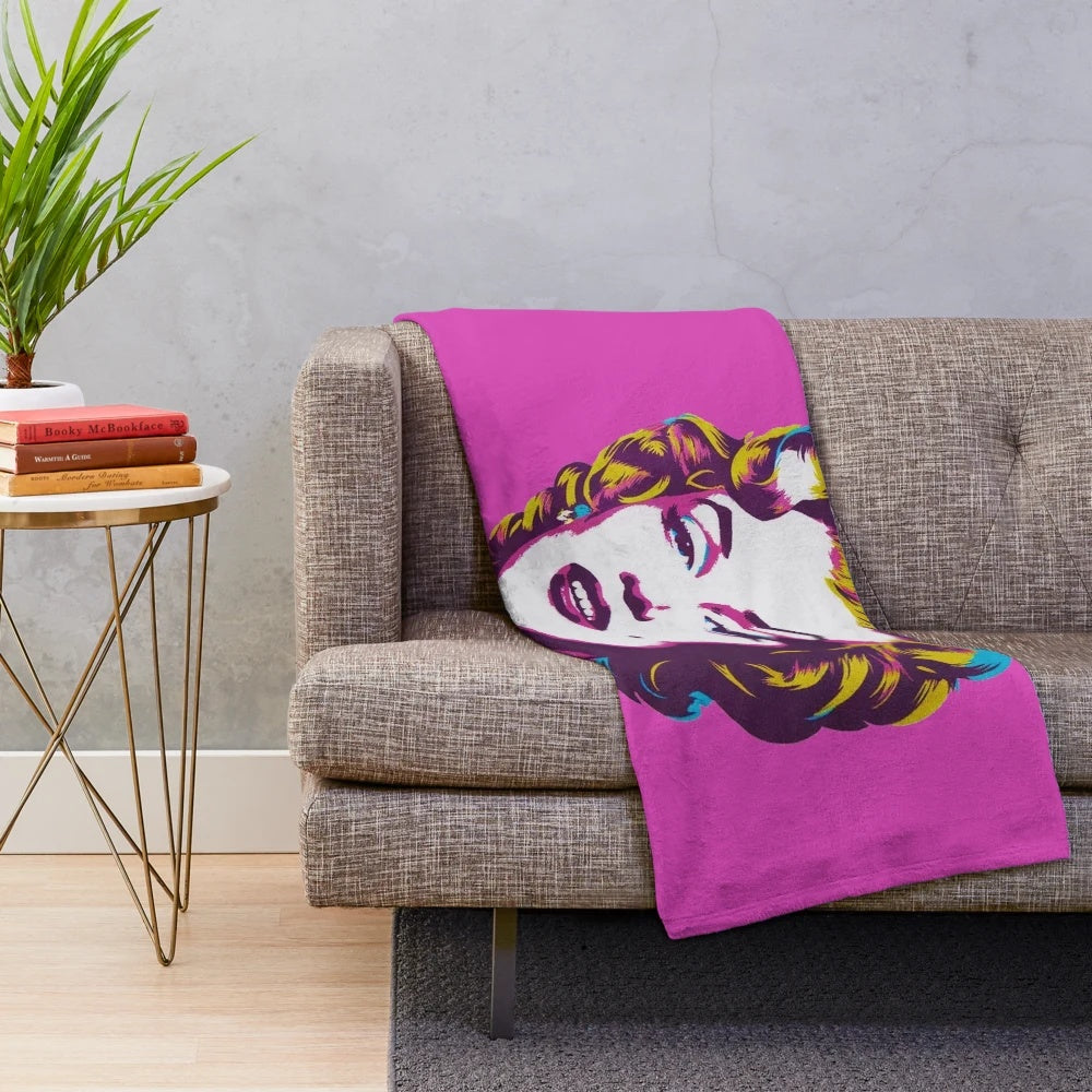 Retro-inspired portrait of Marilyn Monroe on a plush blanket