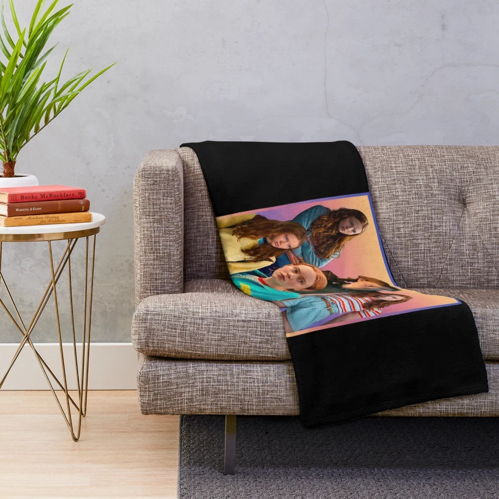 Retro-inspired plush blanket featuring Max Mayfield from Stranger Things