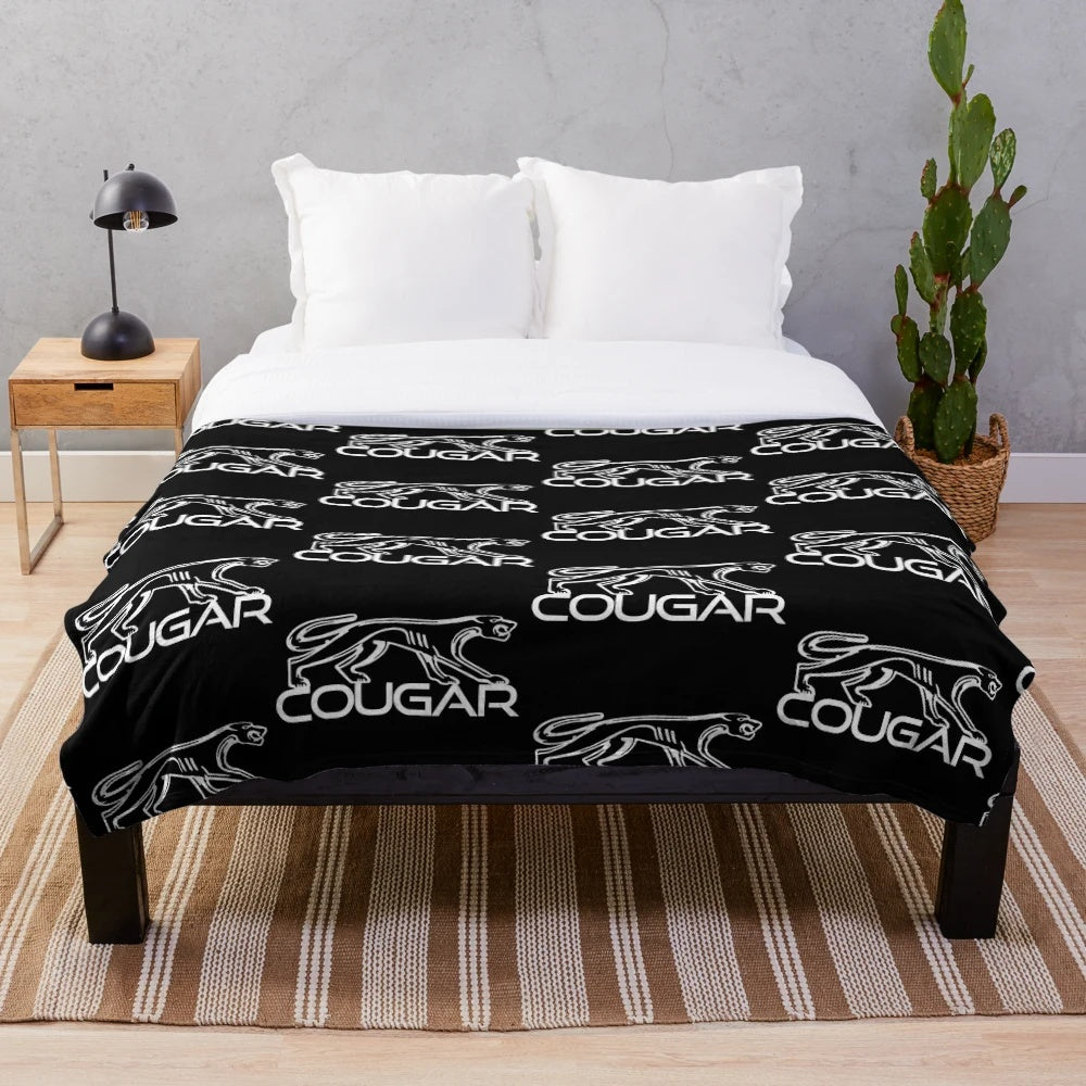 Retro-inspired Mercury Cougar plush blanket with classic muscle car design