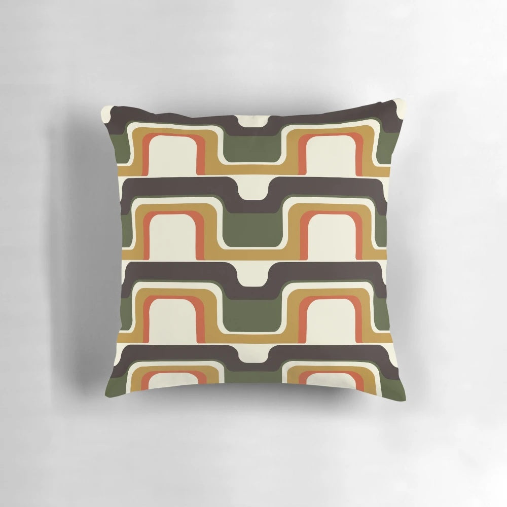 Vibrant, patterned mid-century modern style pillow