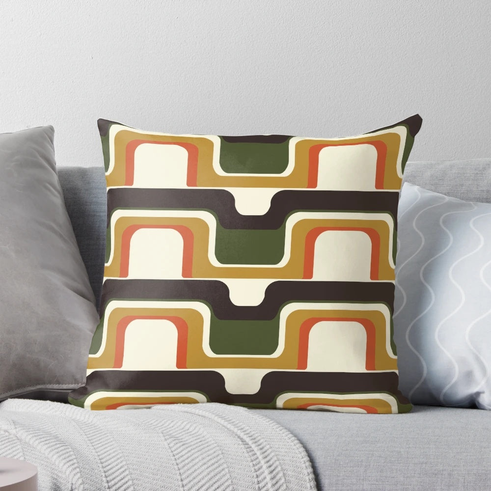 Vibrant, patterned mid-century modern style pillow