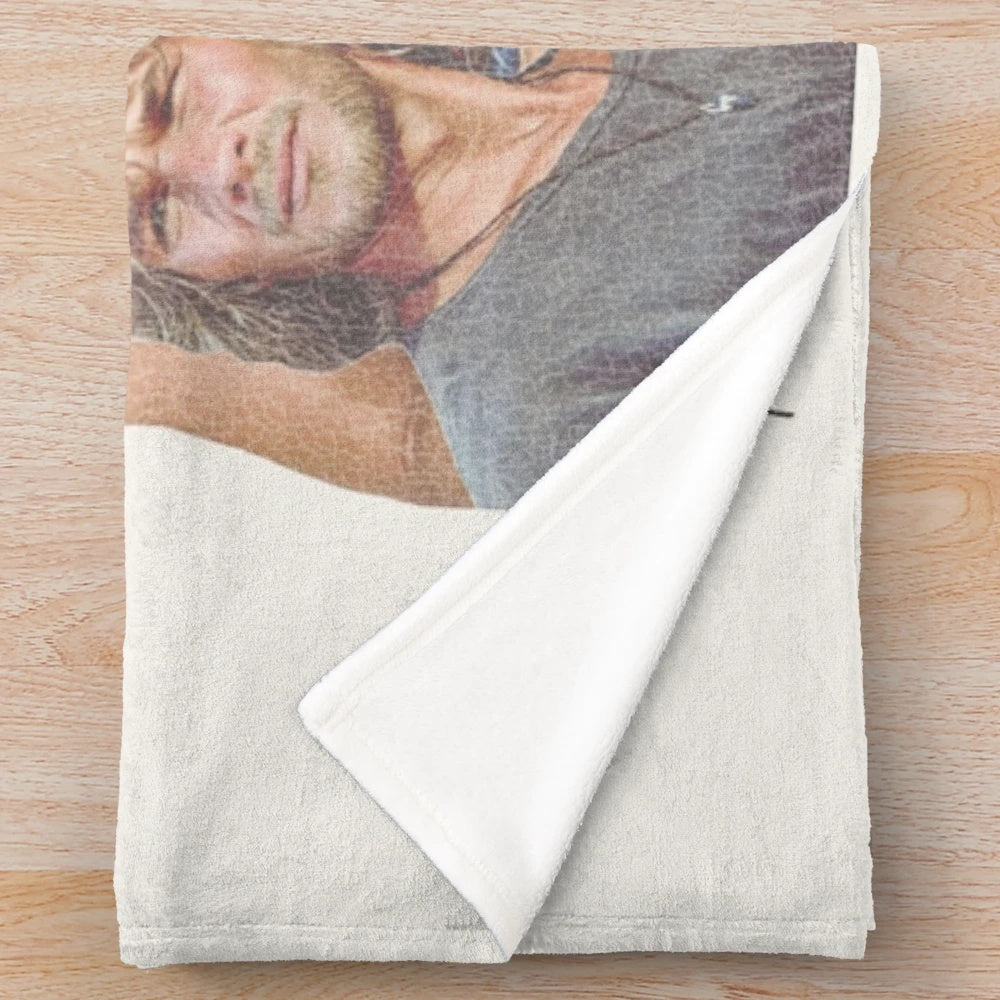 Plush blanket featuring a retro-style tribute to actor Patrick Swayze