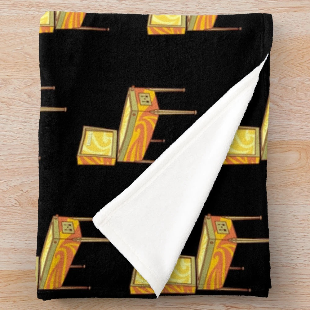 Retro-inspired pinball machine plush blanket