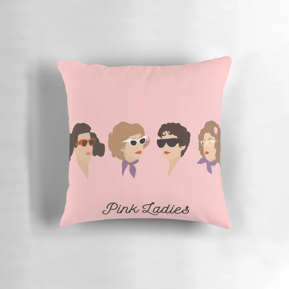 Pink Ladies-Themed Minimalist Throw Pillow Inspired by the Iconic Movie Grease