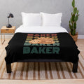 Retro-inspired plush blanket featuring a baker cookies design