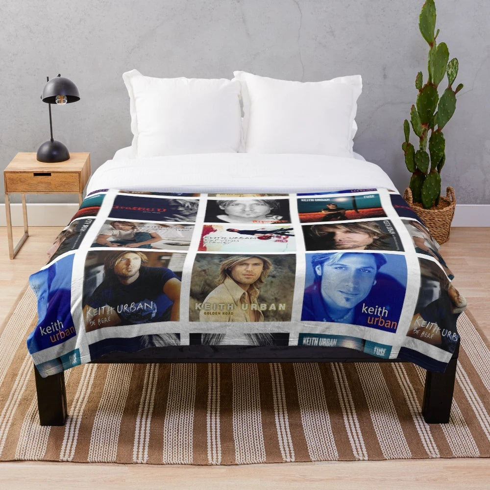 Plush blanket with retro album cover design