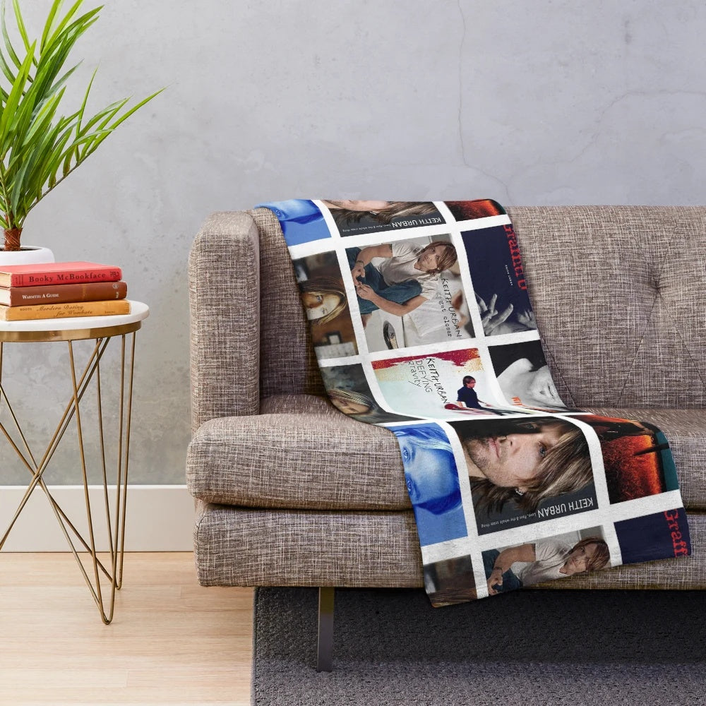 Plush blanket with retro album cover design