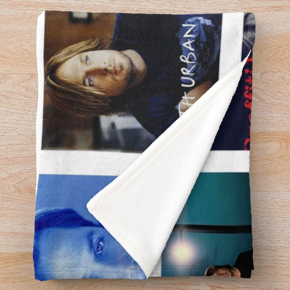 Plush blanket with retro album cover design