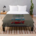 Plush blanket with classic car, racing, and manga inspired design