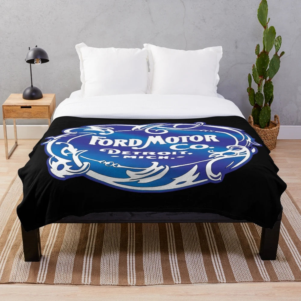 Retro-inspired plush blanket with automotive design