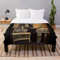 Cozy plush blanket with vintage movie-inspired design