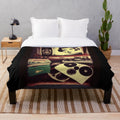 Retro-Inspired Plush Blanket with Classic Movie Imagery