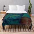 Retro inspired plush blanket with cinematic pop culture design
