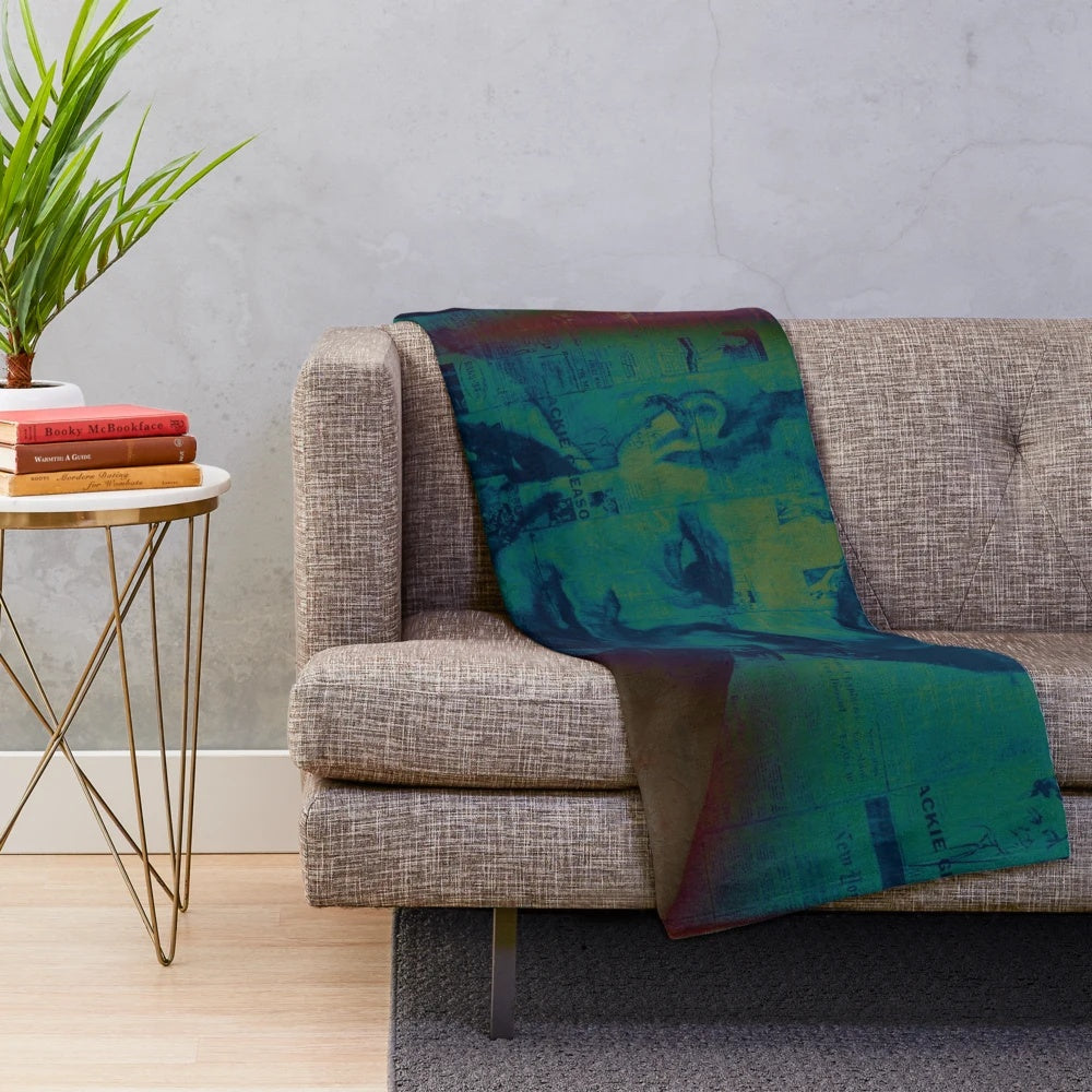 Retro inspired plush blanket with cinematic pop culture design