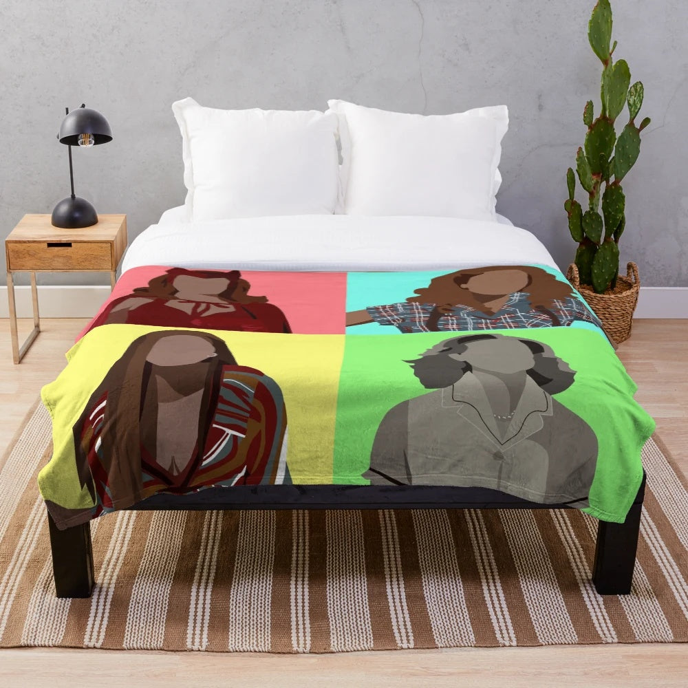 Plush blanket featuring a retro-inspired design inspired by Wanda Maximoff, the Scarlet Witch