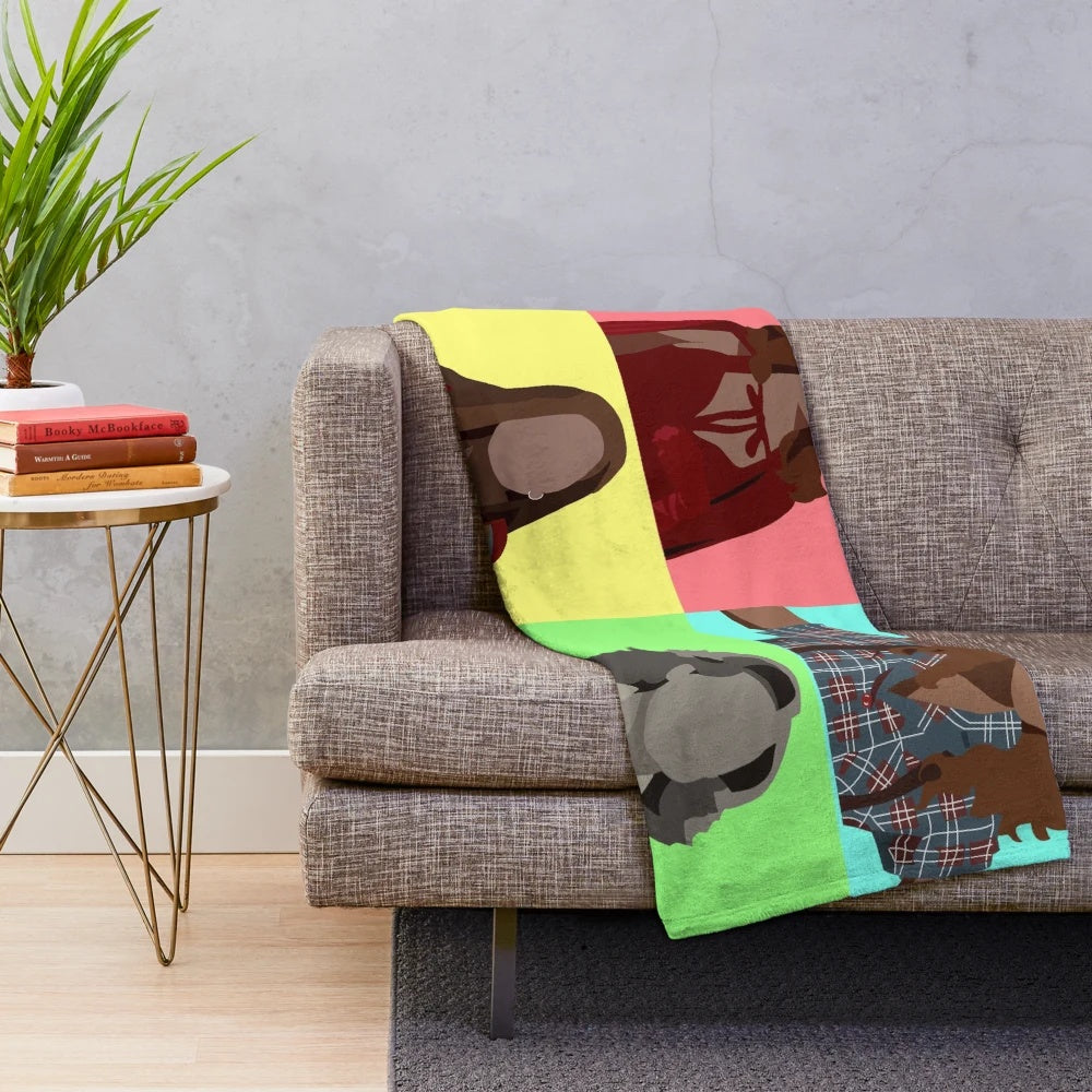 Plush blanket featuring a retro-inspired design inspired by Wanda Maximoff, the Scarlet Witch