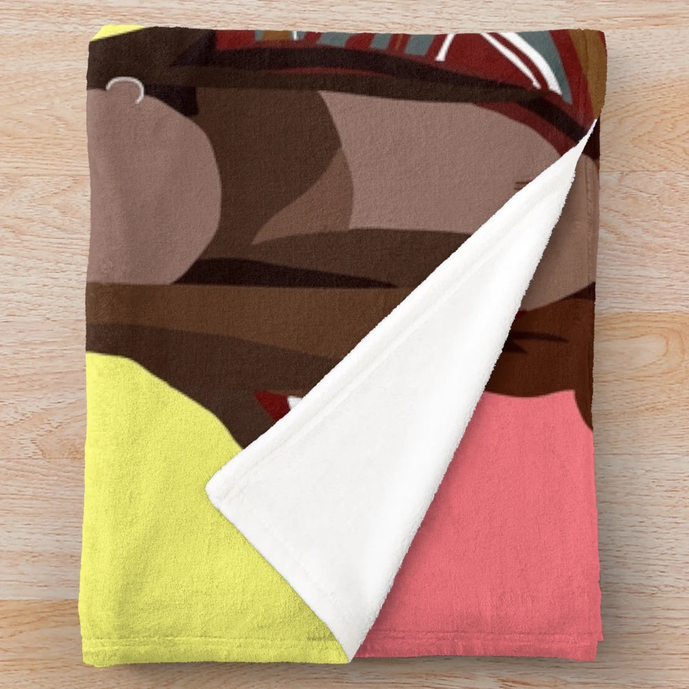 Plush blanket featuring a retro-inspired design inspired by Wanda Maximoff, the Scarlet Witch