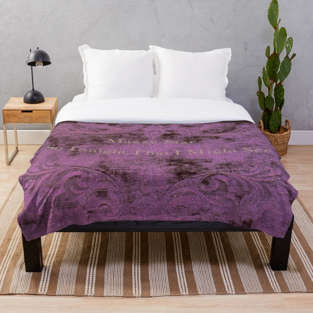 Soft and cozy plush blanket featuring a vintage-style Mazzy Star inspired design
