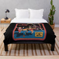 Plush blanket with a retro-inspired, dark humor grim reaper design