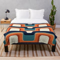 Mid-Century Modern Plush Blanket with Vibrant 1970s Inspired Geometric Pattern