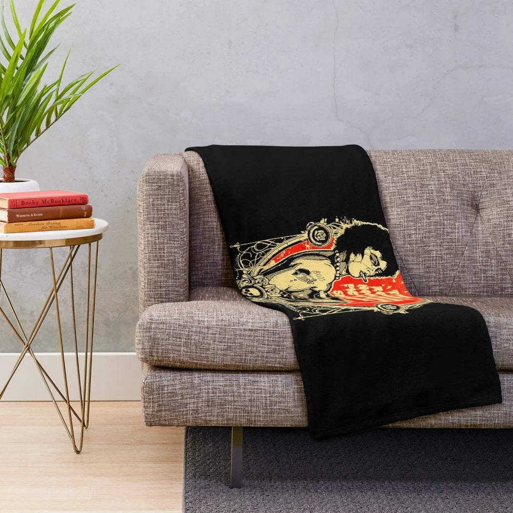 Rocky Horror Picture Show Plush Blanket featuring iconic imagery from the cult classic film