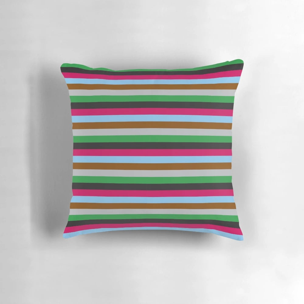 Striped rugby-inspired pillow with a minimalist, geometric design