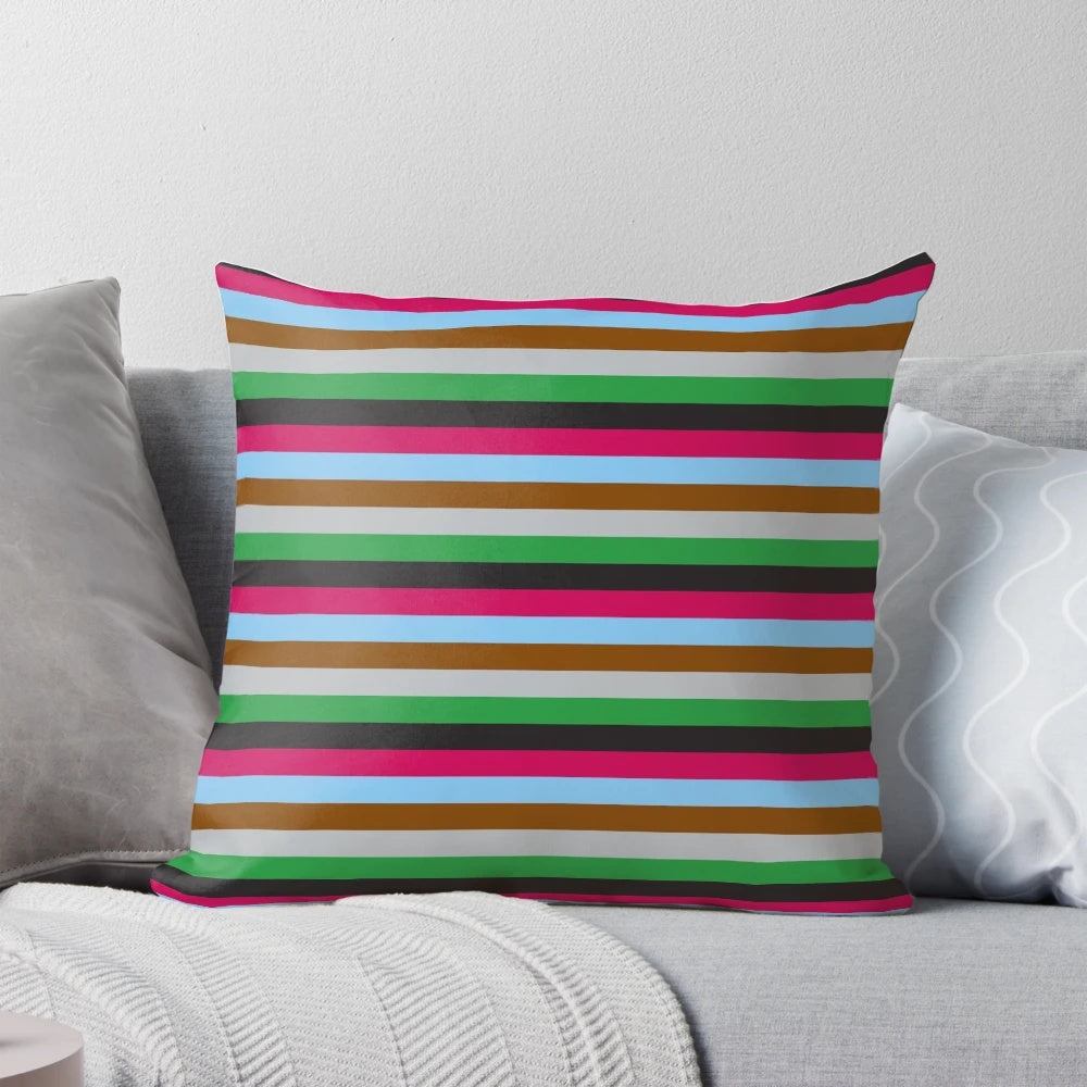 Striped rugby-inspired pillow with a minimalist, geometric design