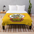 Showbiz Pizza plush blanket featuring retro characters