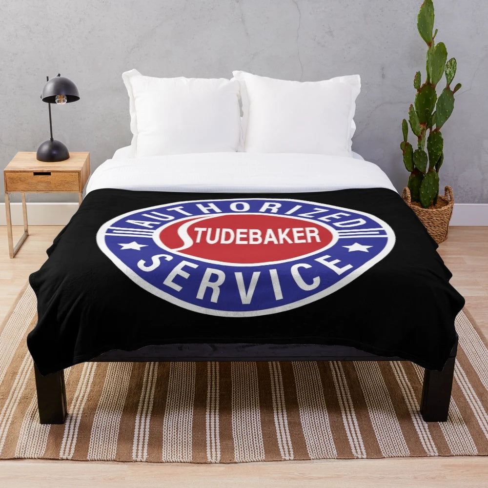 Studebaker-style plush blanket with retro car design