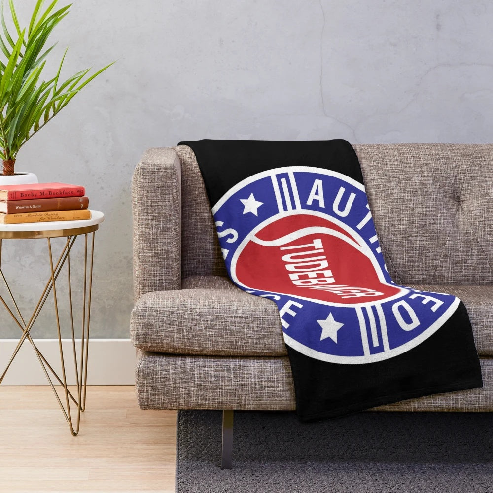 Studebaker-style plush blanket with retro car design