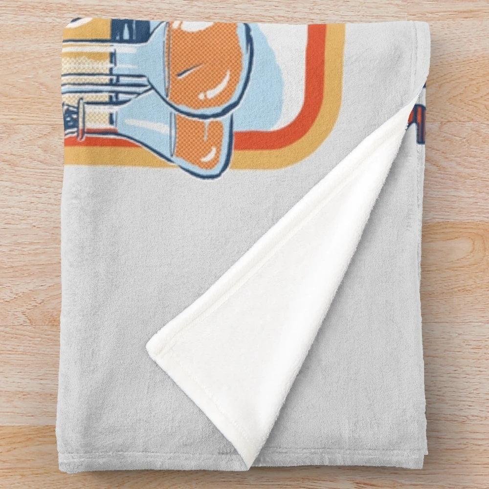 Retro-inspired plush blanket with a humorous "stupid people" design