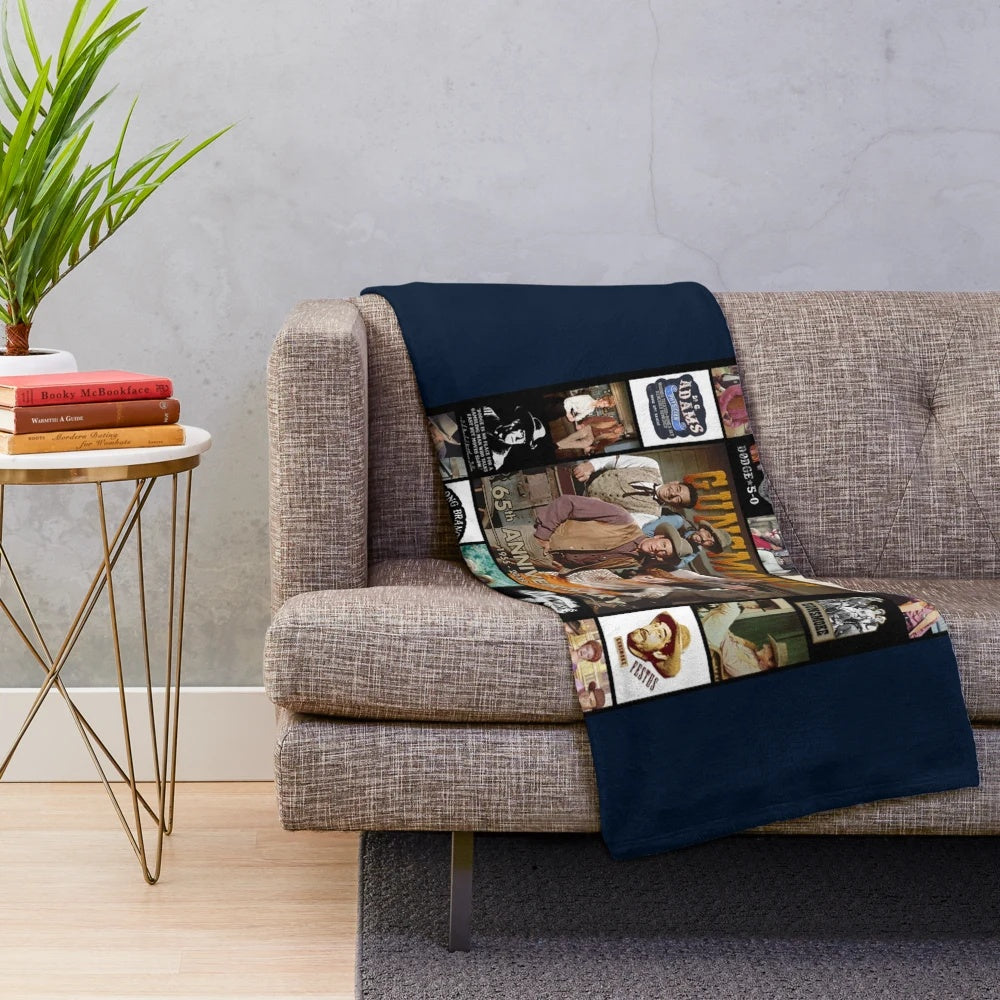 Vintage-style plush blanket featuring Vash the Stampede from the Trigun anime series
